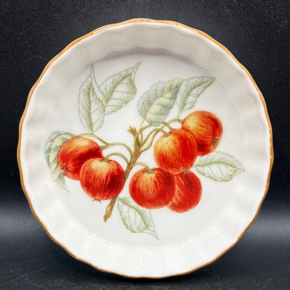 Charter Club Summer Grove Crabapple Quiche Dish, Vintage Ceramic Kitchenware